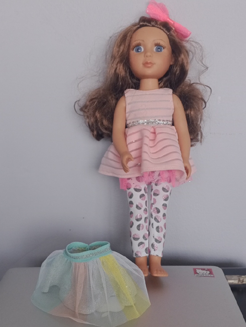 Pink Fashion Doll with Patterned Leggings and Pastel Tutu